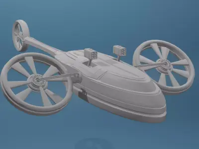 Sci-Fi  Helicopter  medium-poly 3D model Low-poly 3D model