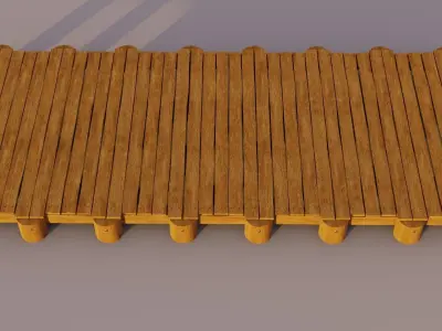 Low wooden pontoon  for diorama 3D model
