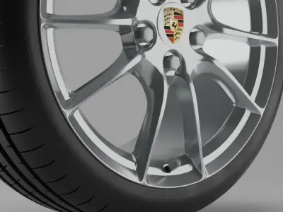 Porsche Tire with Rim Low-poly 3D model