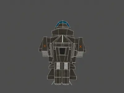 Spaceship Low-poly 3D model get