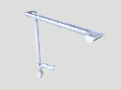 White Plastic Gutter System PBR Low-poly 3D model