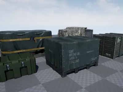 Military Containers Pack Low-poly 3D model