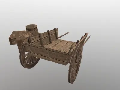  Medieval Cart 3 Low-poly 3D model