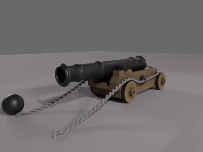 Low Poly Stylized Cannon  Game-Ready 3D Model Low-poly 3D model
