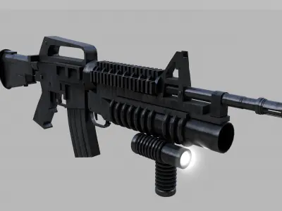 machine gun weapon  Low-poly 3D model