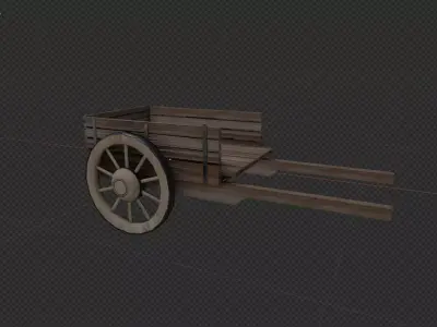 Wooden Cart  Middle Ages Low-poly 3D model