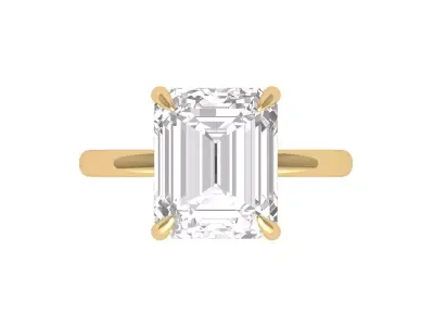  Emerald Solitaire Ring With Hidden Halo 3D print model