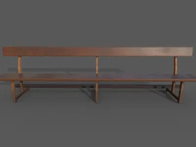 Church Bench Low-poly 3D model
