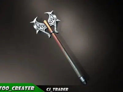 Lowpoly Fantasy Magical Axe 3D Model Low-poly 3D model