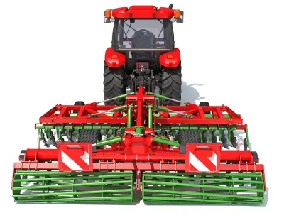 Tractor with Trailed Disc Harrow 3D model order
