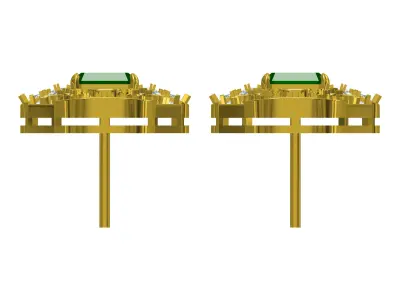 Antique Art Deco Emerald Stone Earring 3D print model
