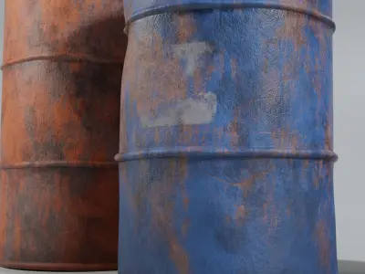 Old Metal Barrels Low-poly 3D model