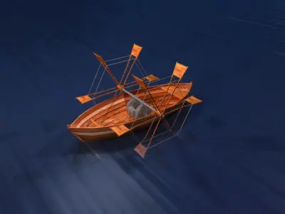 Leonardo boat with shovels 3D model