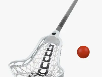 Lacrosse Stick and Ball 3D model