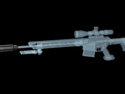 Accuracy International Tactical  Sound Moderator 338 Low-poly 3D model