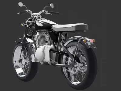 Classic Retro Motorcycle 3D Model     PBR Blender FBX OBJ GLB 3D model
