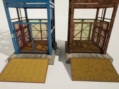 Industrial Elevator Modular Low-poly 3D model