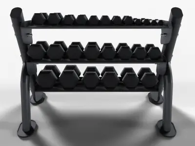 Hex Dumbbell Rack 3D model