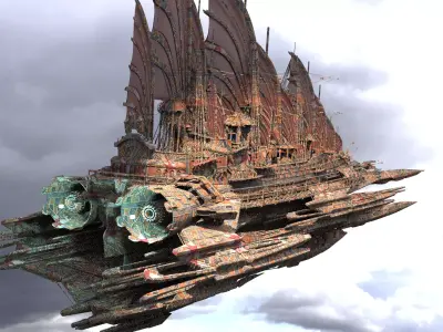 Dragon Speeder Airship Ornate 3D model