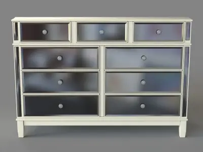 Hayworth Mirrored Antique White Dresser 3D model