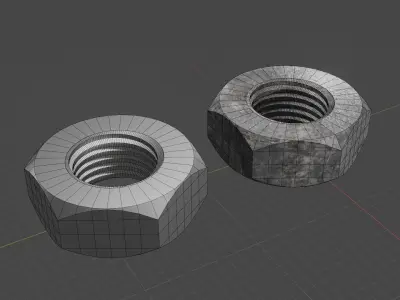 A Rusted and Clean Nuts Hardware 3D 3D model