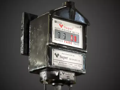 Realistic Rikshaw Meter - Game Prop PBR Low-poly 3D model