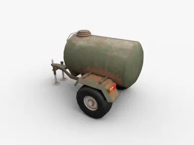 water tank semi trailer Low-poly 3D model