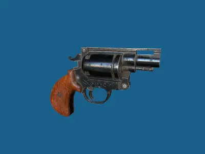 Small revolver Low-poly 3D model