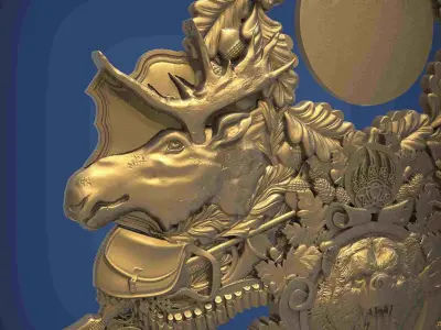 Carved clock for 3D printing and CNC 3D print model 17