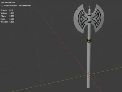 Low poly medieval battle axe Free low-poly 3D model
