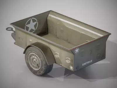 Military Cargo Trailer  Realistic 3D Vehicle Asset Low-poly 3D model