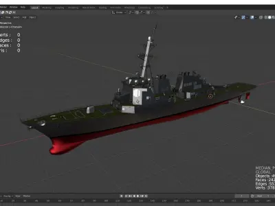 ddg51 Ship Arleigh Burke class destroyer  Low-poly 3D model
