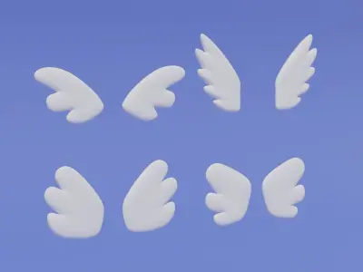 Cartoon Cute Wings Collection 3D model