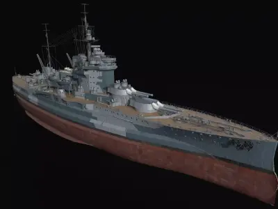 HMS Warspite gameready 3D model