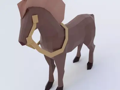 Horse 3d model polygonal Low-poly 3D model