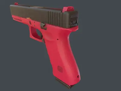 Pink Glock 17 with magazine Low-poly 3D model