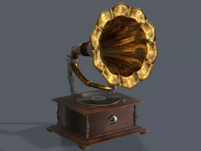 Old Gramaphone Low-poly 3D model