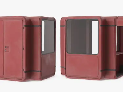 K67 Modular Street Kiosk Red Old 3D model
