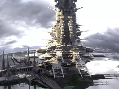 Skyscraper Military Space Weapons research base 3D model