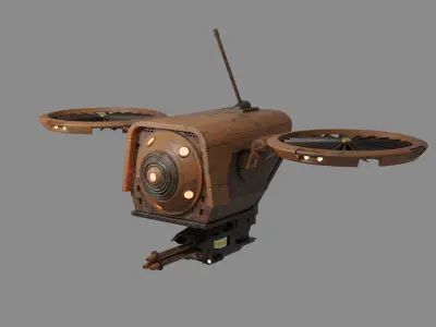 Sci-fi rust drone Low-poly 3D model