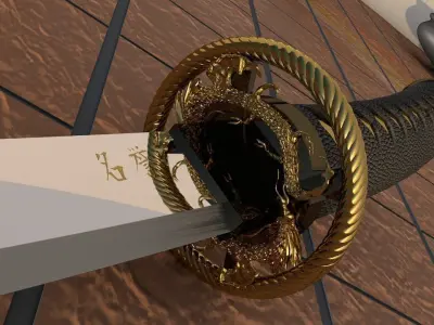 Katana sword 3D model 5