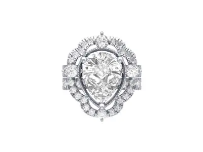 Pear Art Deco Ring 3D print model 11