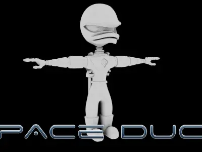 Cartoon Space Duck Low-poly 3D model