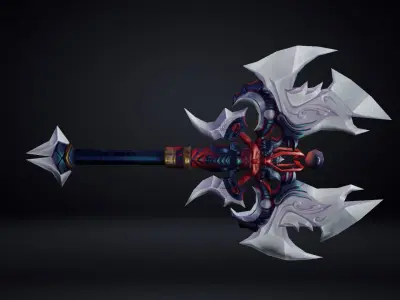 Futuristic Axe Low-poly 3D model 4
