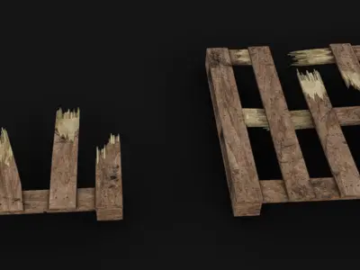 Destroyed Pallets Low-poly 3D model