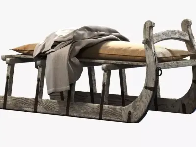 Restoration Hardware ANTIQUE HUNGARIAN SLEIGH BENCH BURLAP 3D model