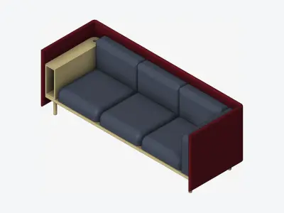 Sofa - Contemporary - Flame - Medium - Armrest Shelf Low-poly 3D model buy