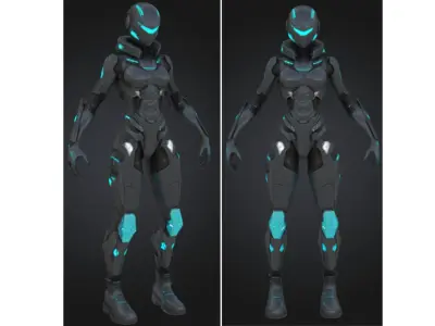 Futuristic Female Warrior Low-poly 3D model