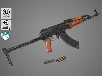 4 Assault Rifle All PBR Unity UE Textures Included 3D Model Pack