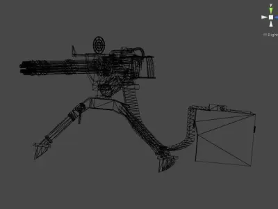 Machine Gun GMG low poly 3d model Low-poly 3D model
